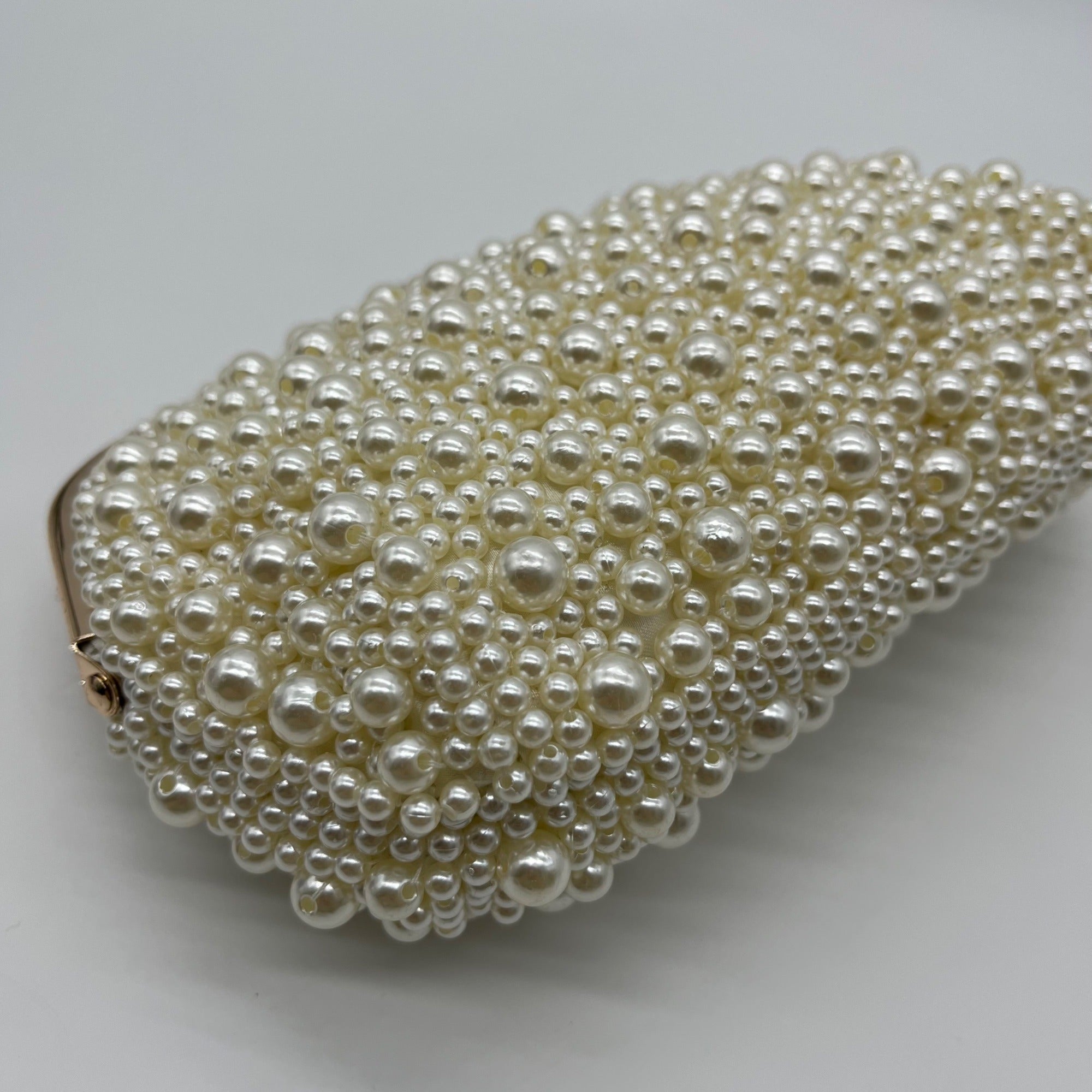 I.N.C. International Concepts Ivory Satin All Over Pearl Clutch