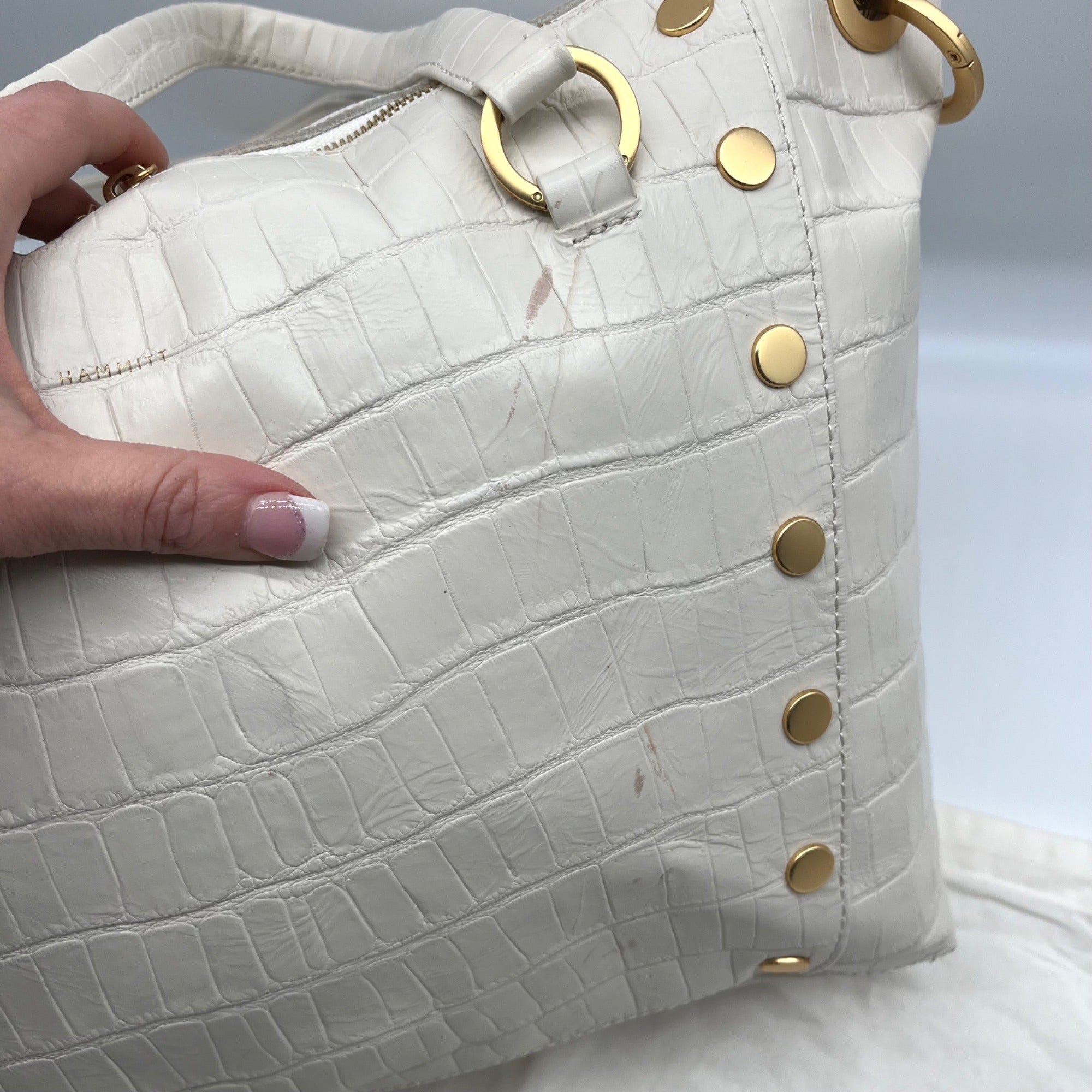 Hammitt Daniel Calla Lily Croc Embossed Leather Tote Bag