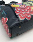 Anuschka Navy Leather Hand Painted Floral Hobo Bag