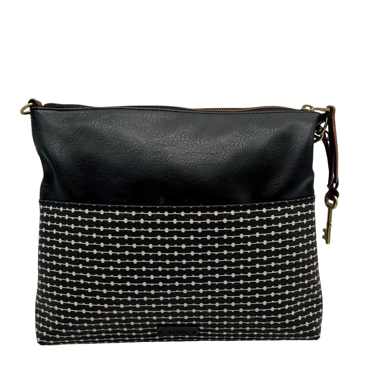 Fossil Black Fiona Striped Crossbody Bag