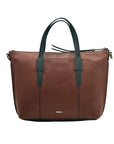 Fossil Brown And Black Pebbled Leather Convertible Satchel