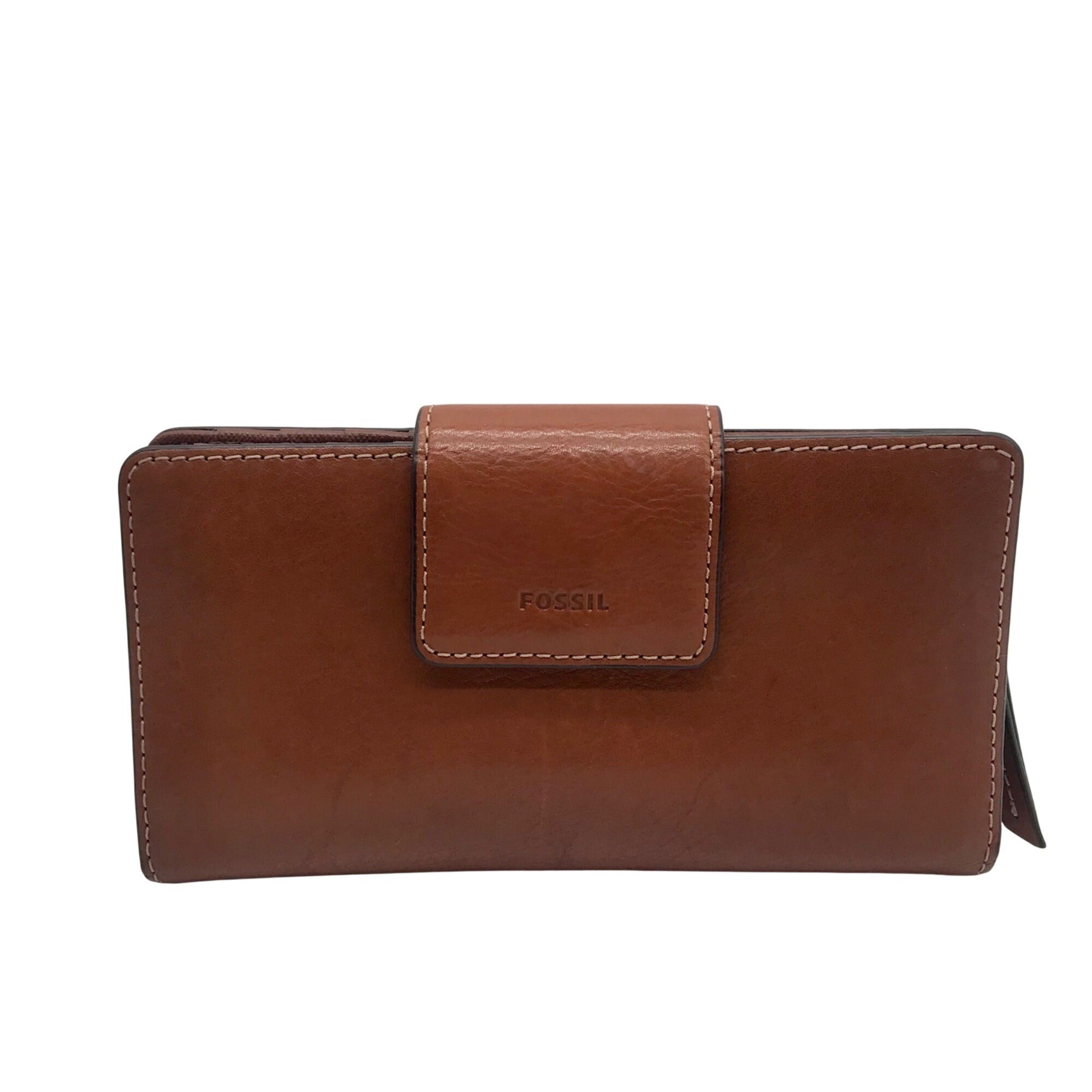 Fossil Brown Leather Double Snap Logan Wallet 