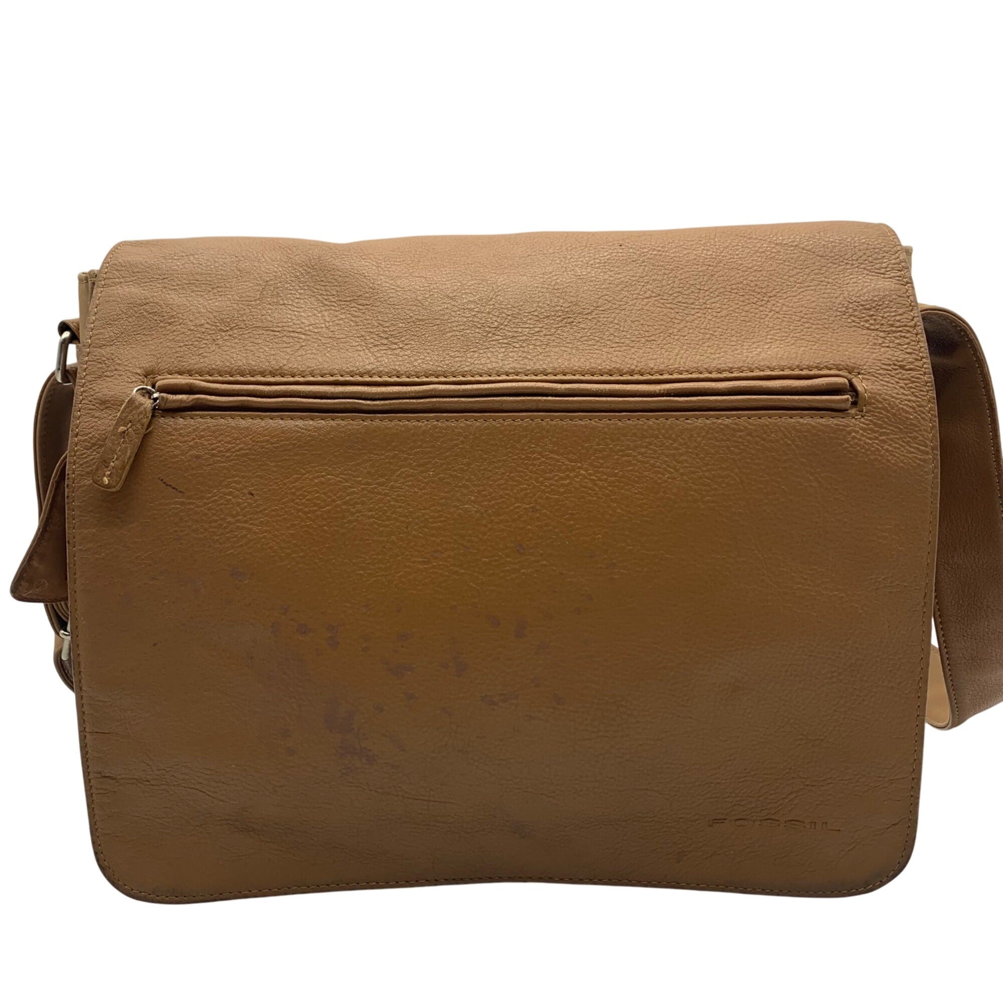 Fossil Brown Leather Multi-Pocket Work Shoulder Bag 