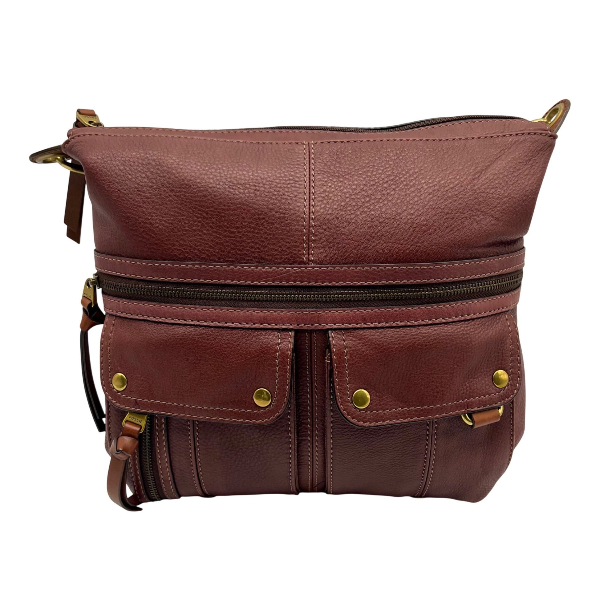Fossil Brown Pebbled Morgan Travel Shoulder Bag