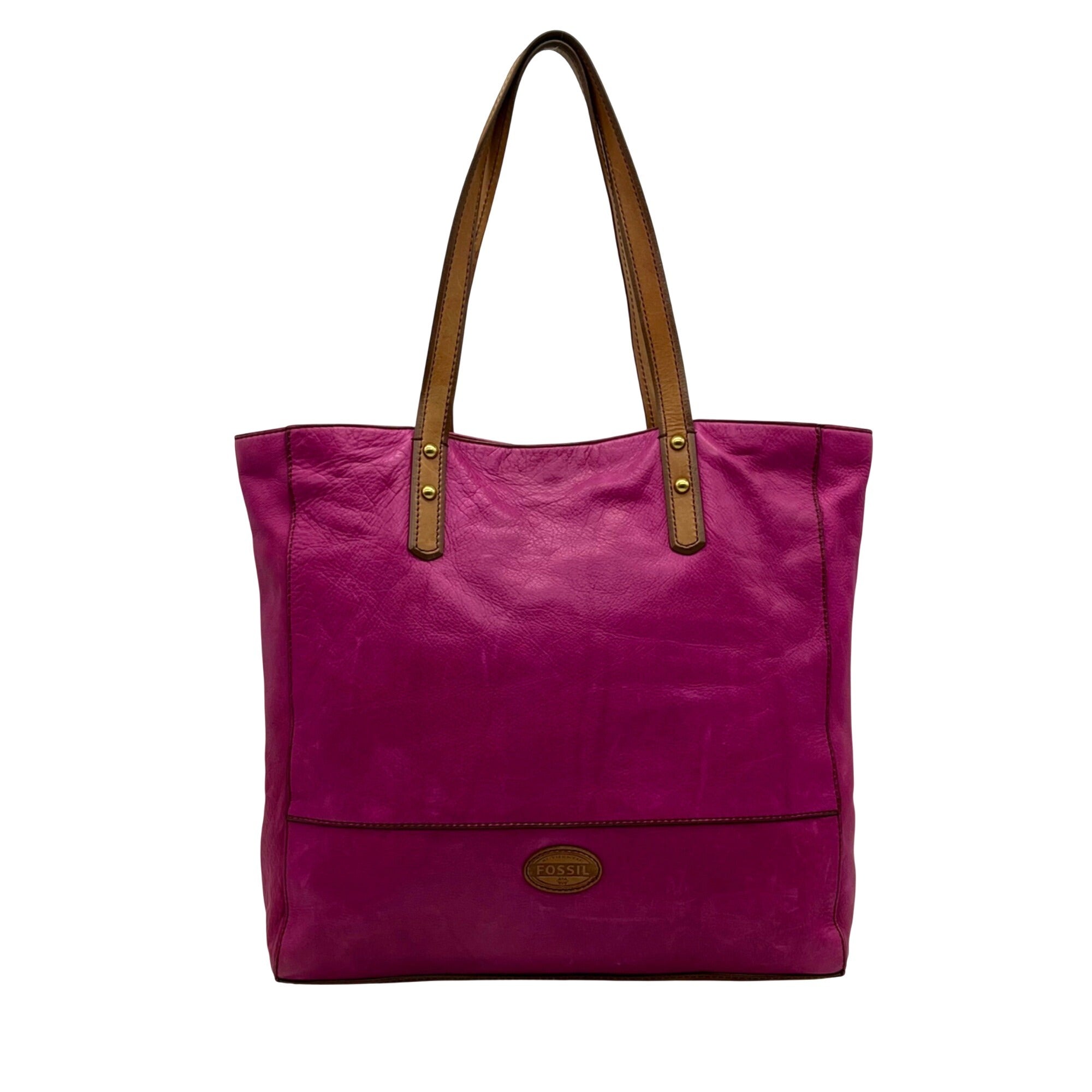 Fossil Fuchsia Pebbled Leather Zoey Tote Bag