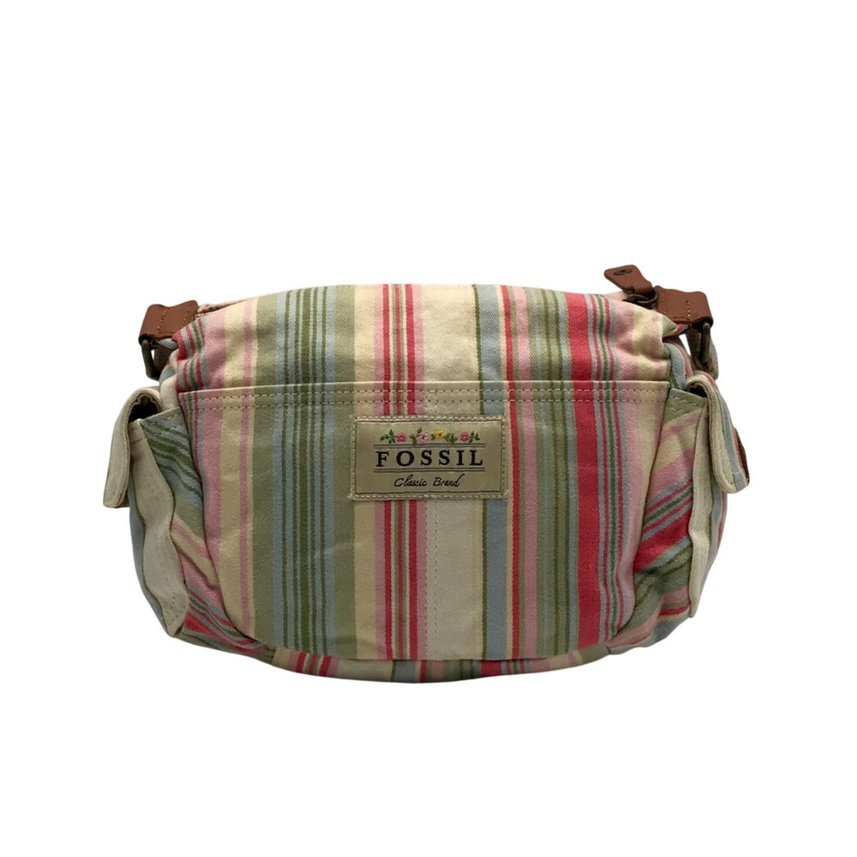 Fossil Multi-color Pastel Strip Canvas Crossbody Bag