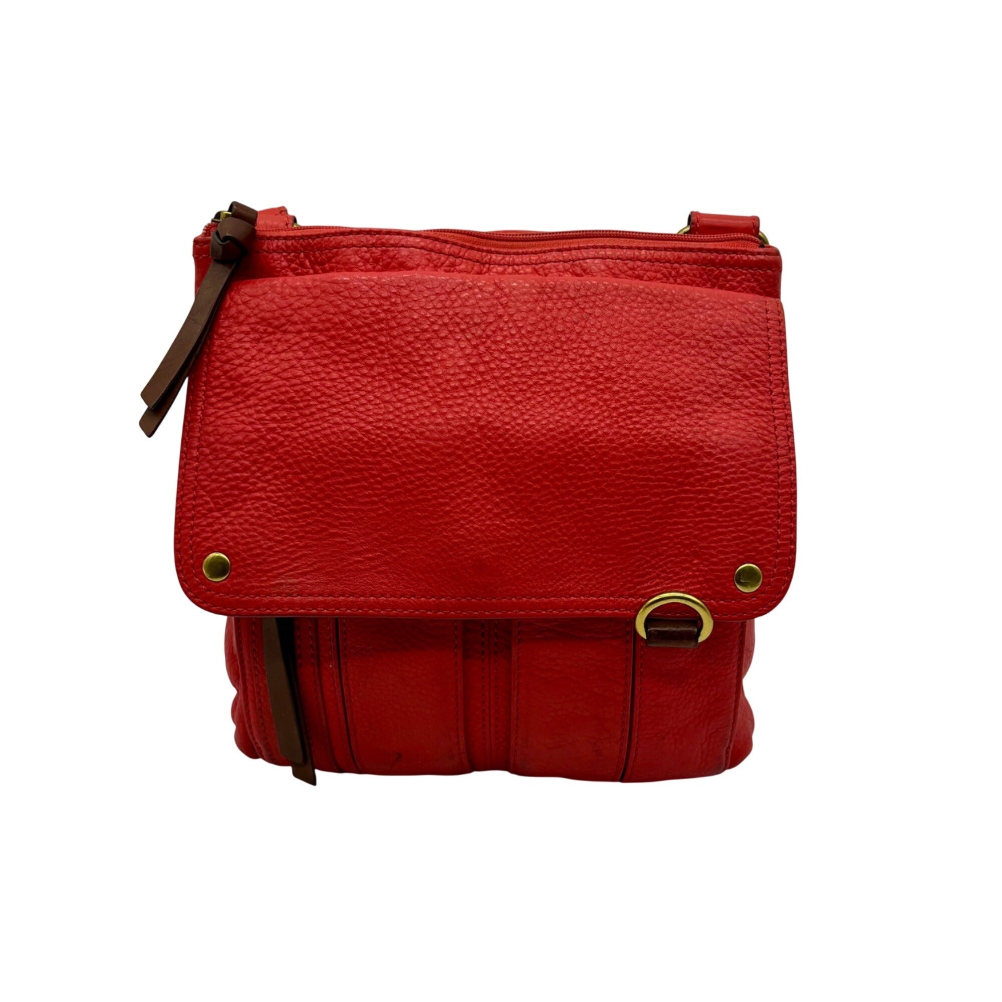 Fossil Red Leather Morgan Traveler Tote Bag