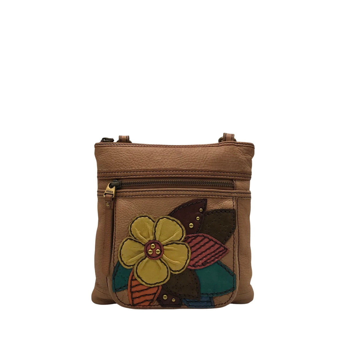 Fossil Tan Leather Crossbody Bag