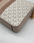 Michael Kors Vanilla And Pink Leather Signature Stripe Jet Set Crossbody