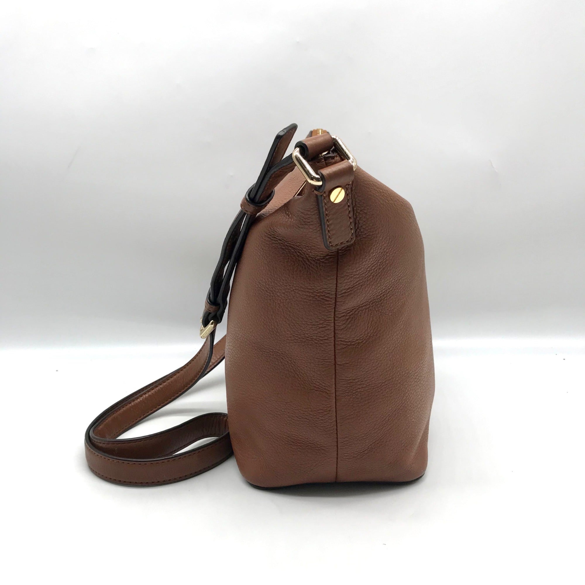 Michael Kors Brown Leather Lupita Crossbody Messenger Bag