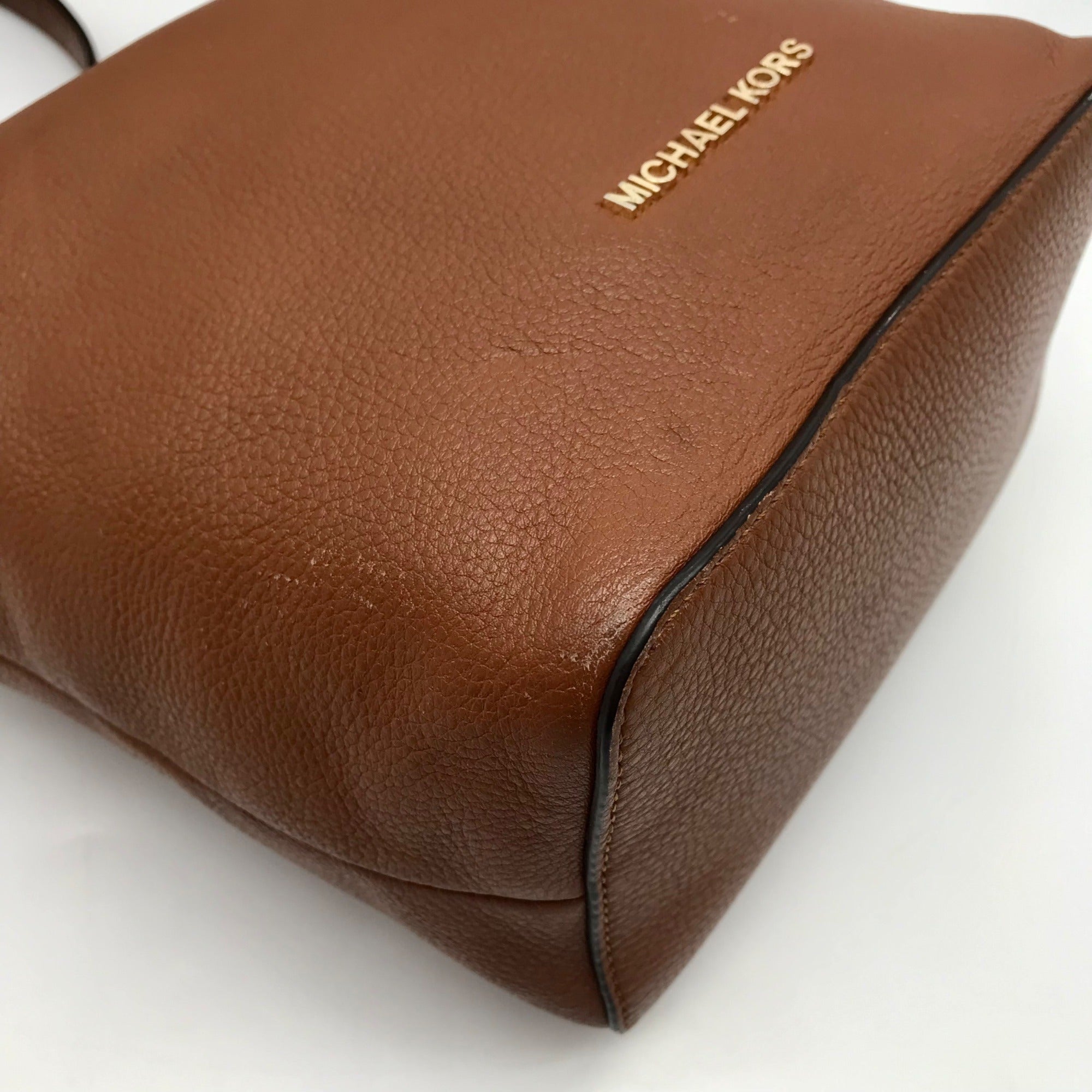 Michael Kors Brown Leather Lupita Crossbody Messenger Bag