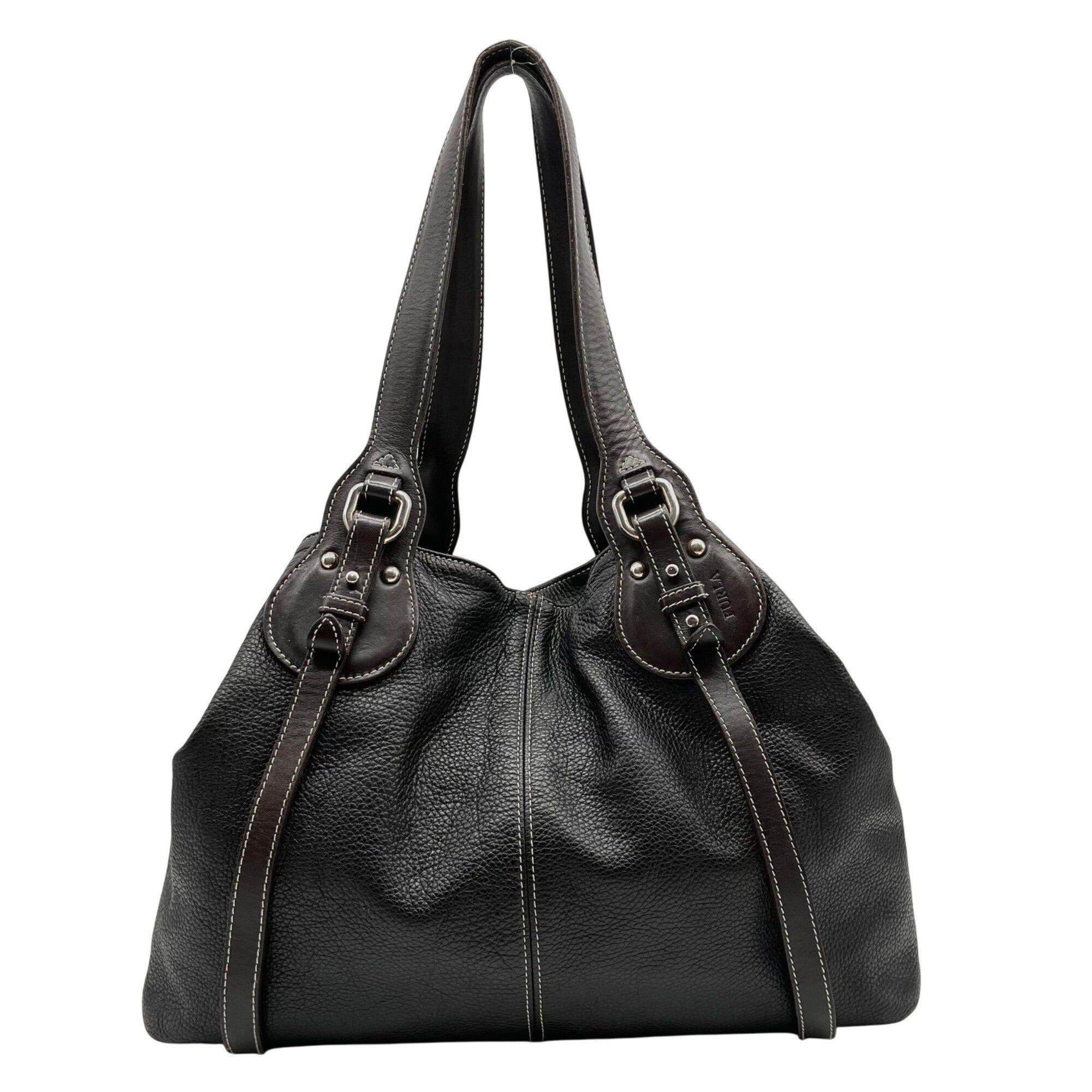 Furla Dark Brown Leather Hobo Shoulder Bag