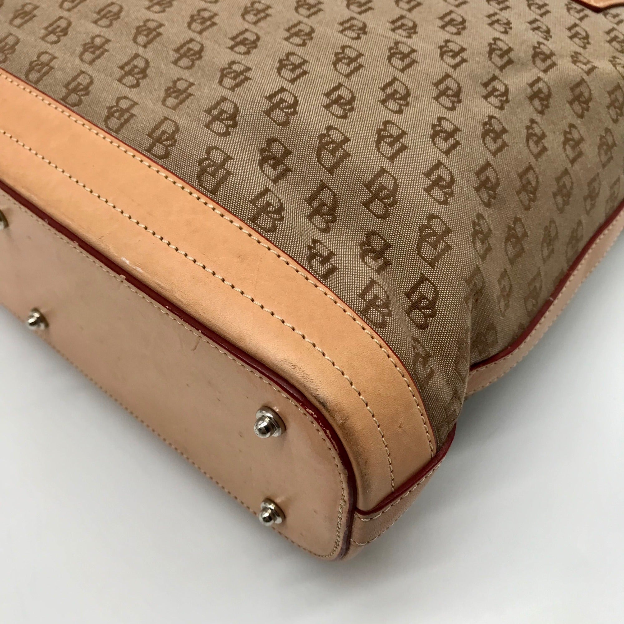 Dooney &amp; Bourke Tan &amp; Brown Monogram Canvas Vintage Tote