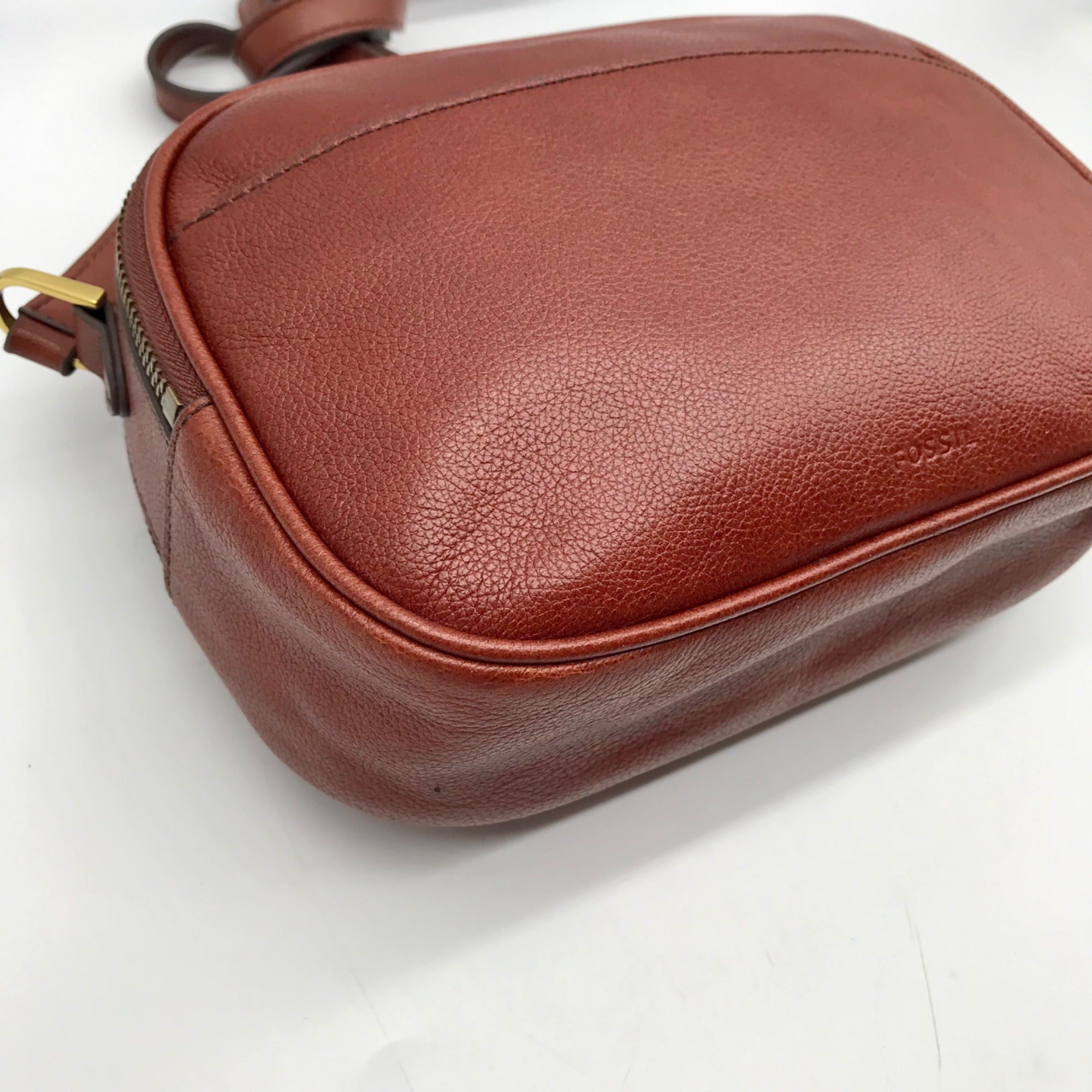 Fossil Brown Leather Maisie Camera Crossbody Bag