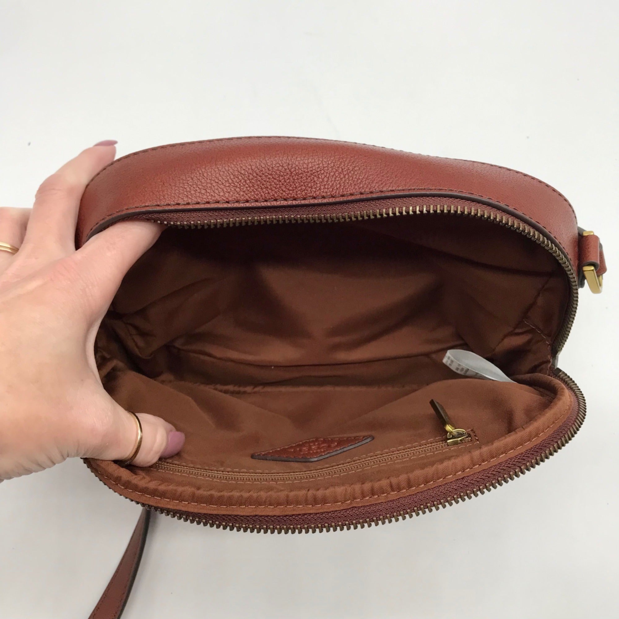 Fossil Brown Leather Maisie Camera Crossbody Bag