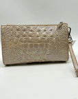 Brahmin Tiramisu Leather & Polyester Daisy Elegant Structured Clutch