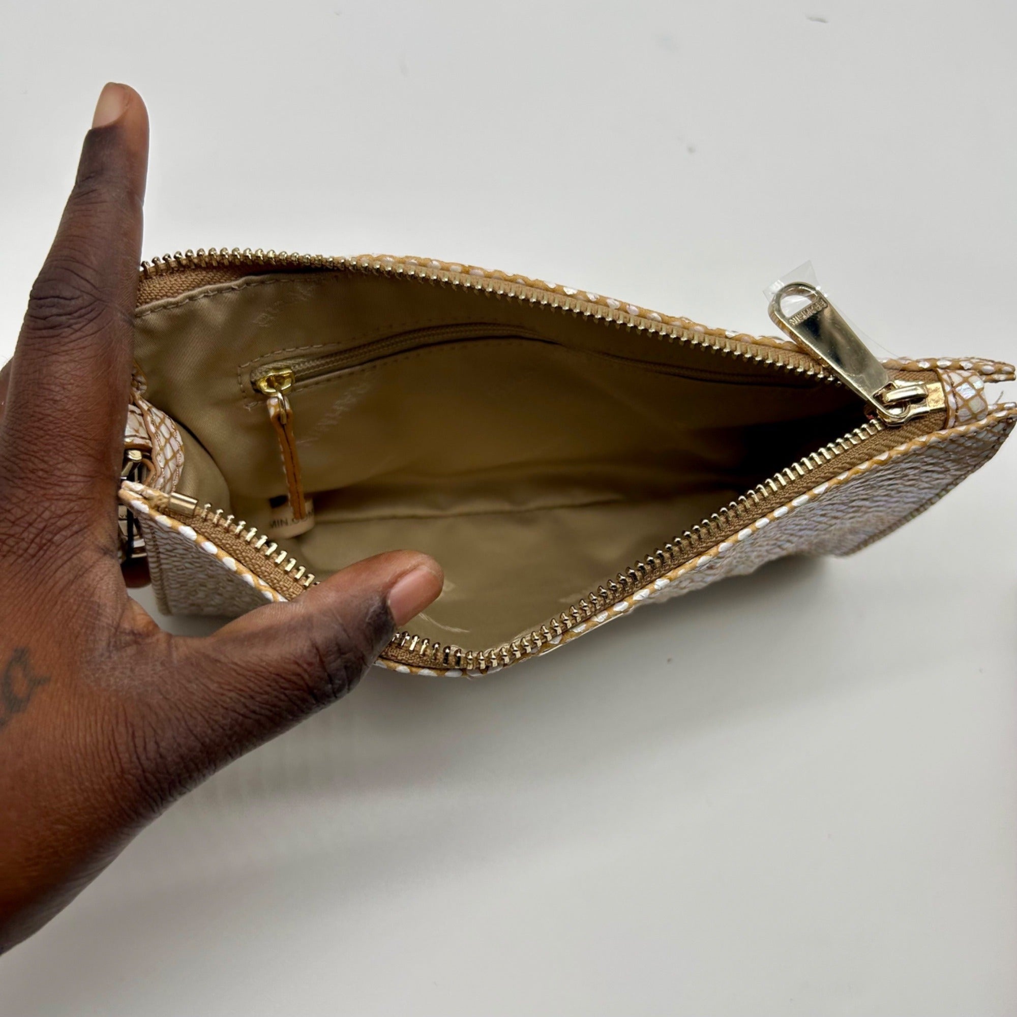 Brahmin Tiramisu Leather &amp; Polyester Daisy Elegant Structured Clutch