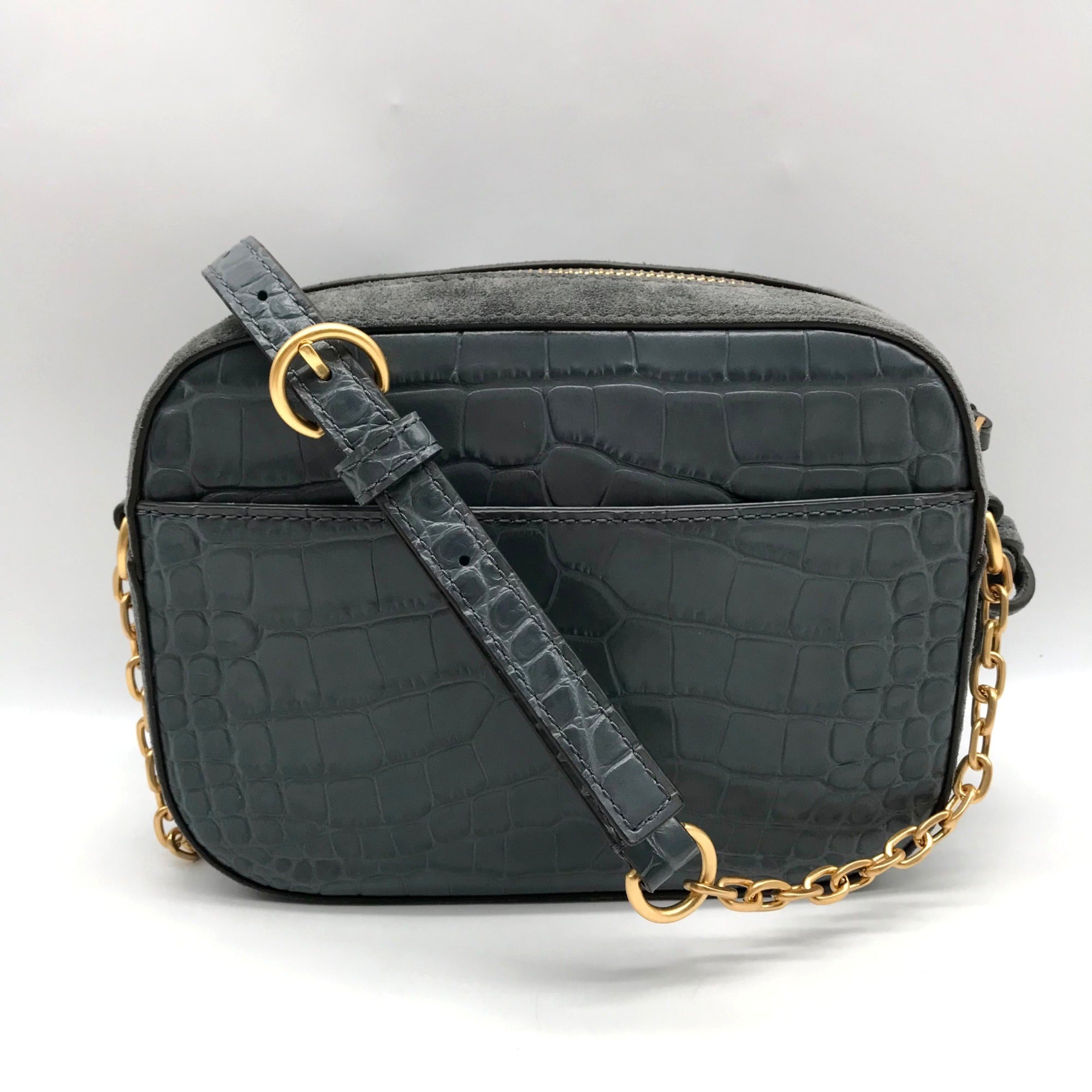 Tory Burch Bluestone Leather Mcgraw Embossed Camera Bag