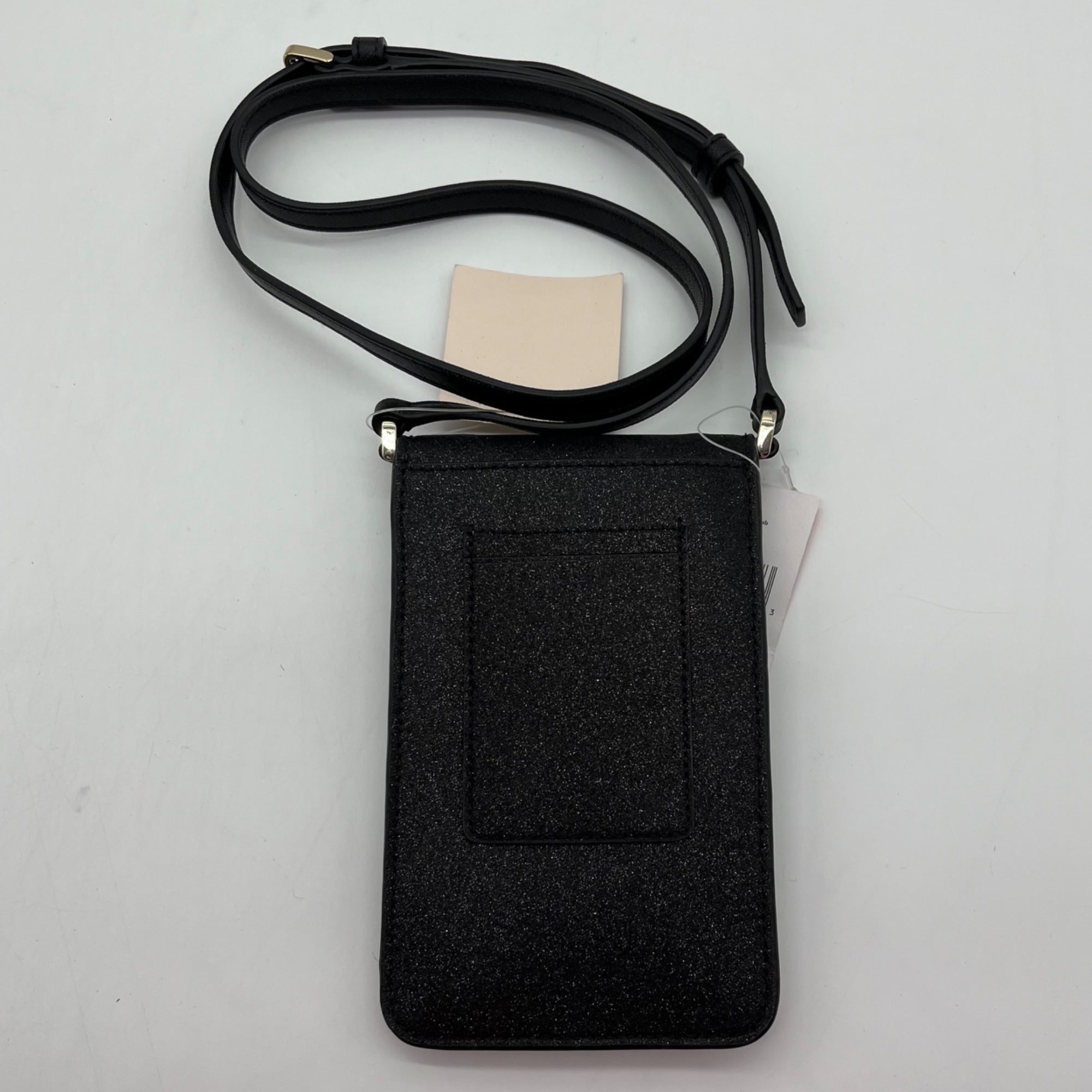 Kate Spade Black Glitter Fabric Lola Flap Phone Crossbody Bag