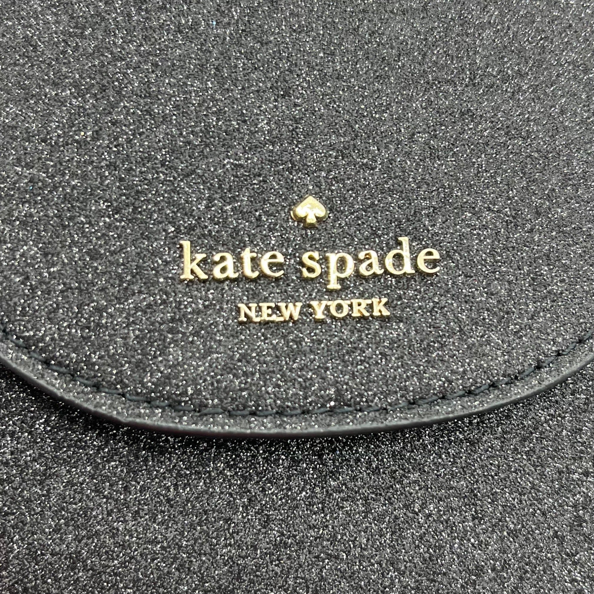Kate Spade Black Glitter Fabric Lola Flap Phone Crossbody Bag