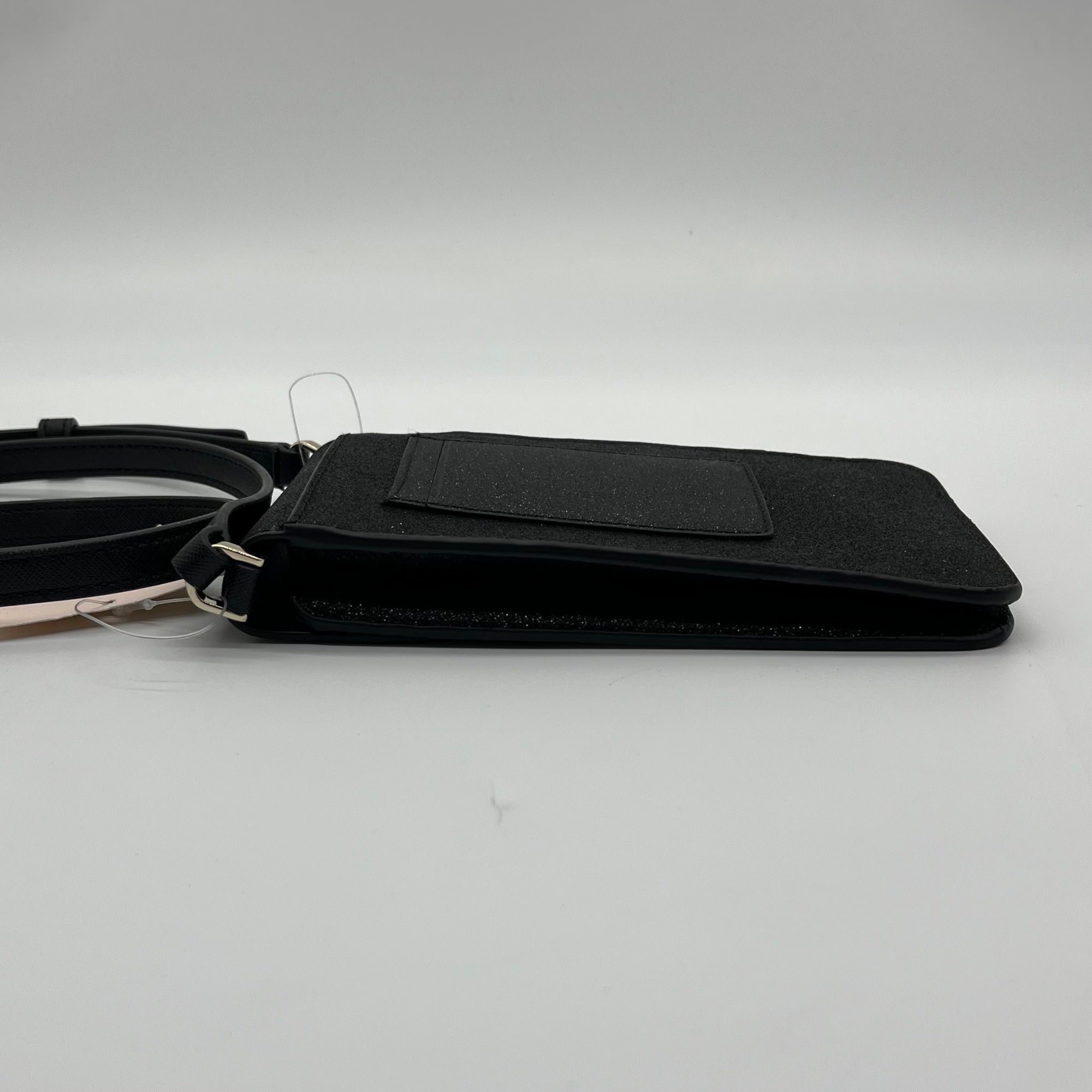 Kate Spade Black Glitter Fabric Lola Flap Phone Crossbody Bag