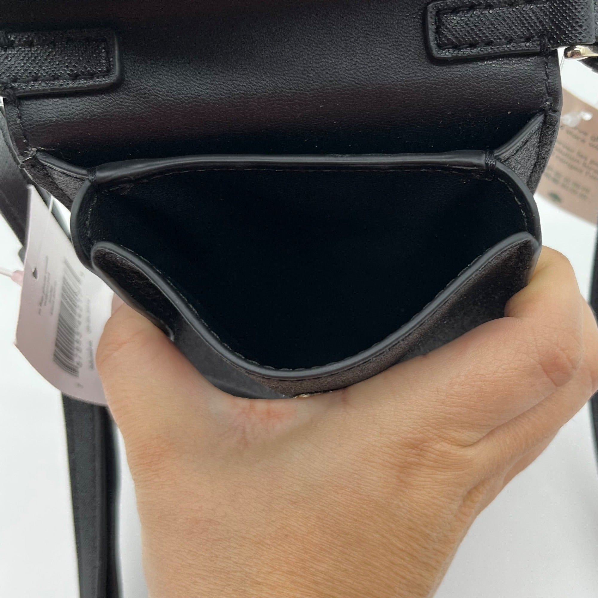 Kate Spade Black Glitter Fabric Lola Flap Phone Crossbody Bag