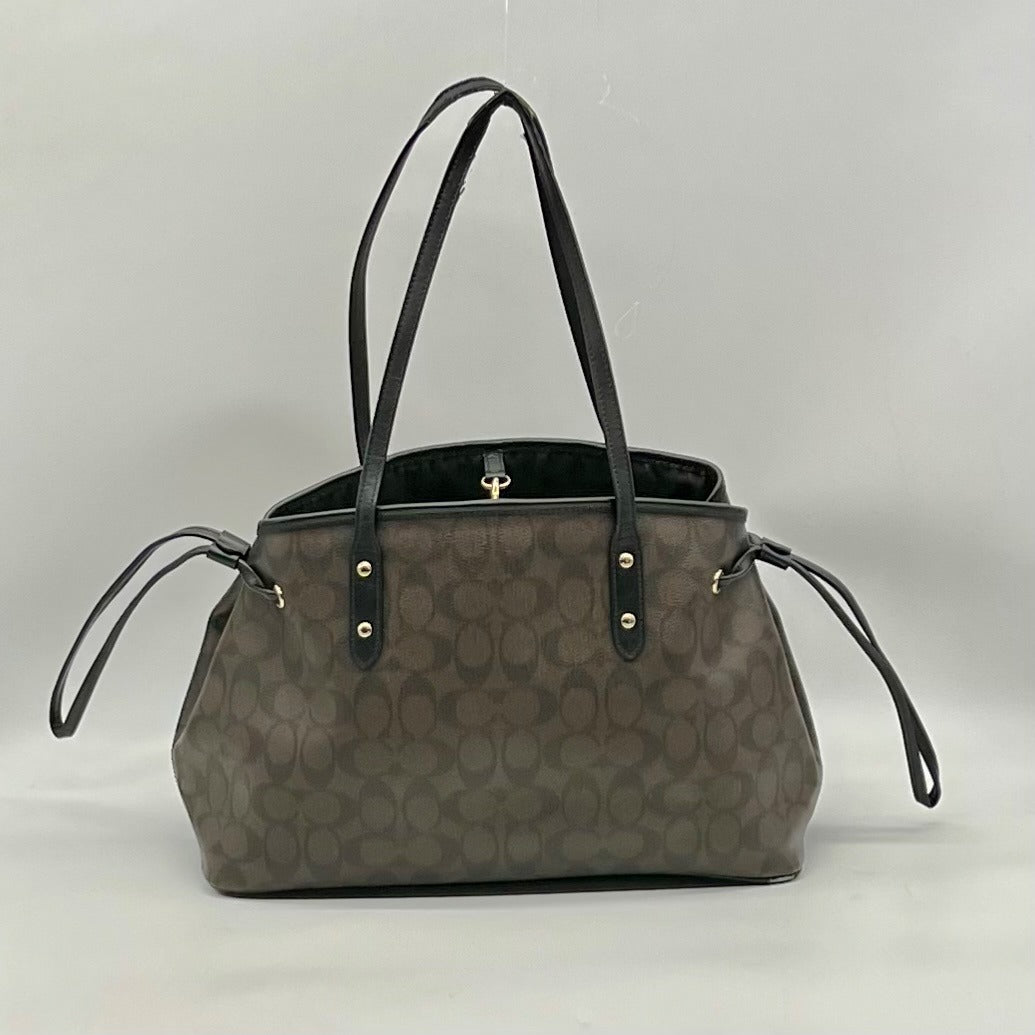 Coach Brown Signature Canvas Drawstring Carryall Shoulder Bag