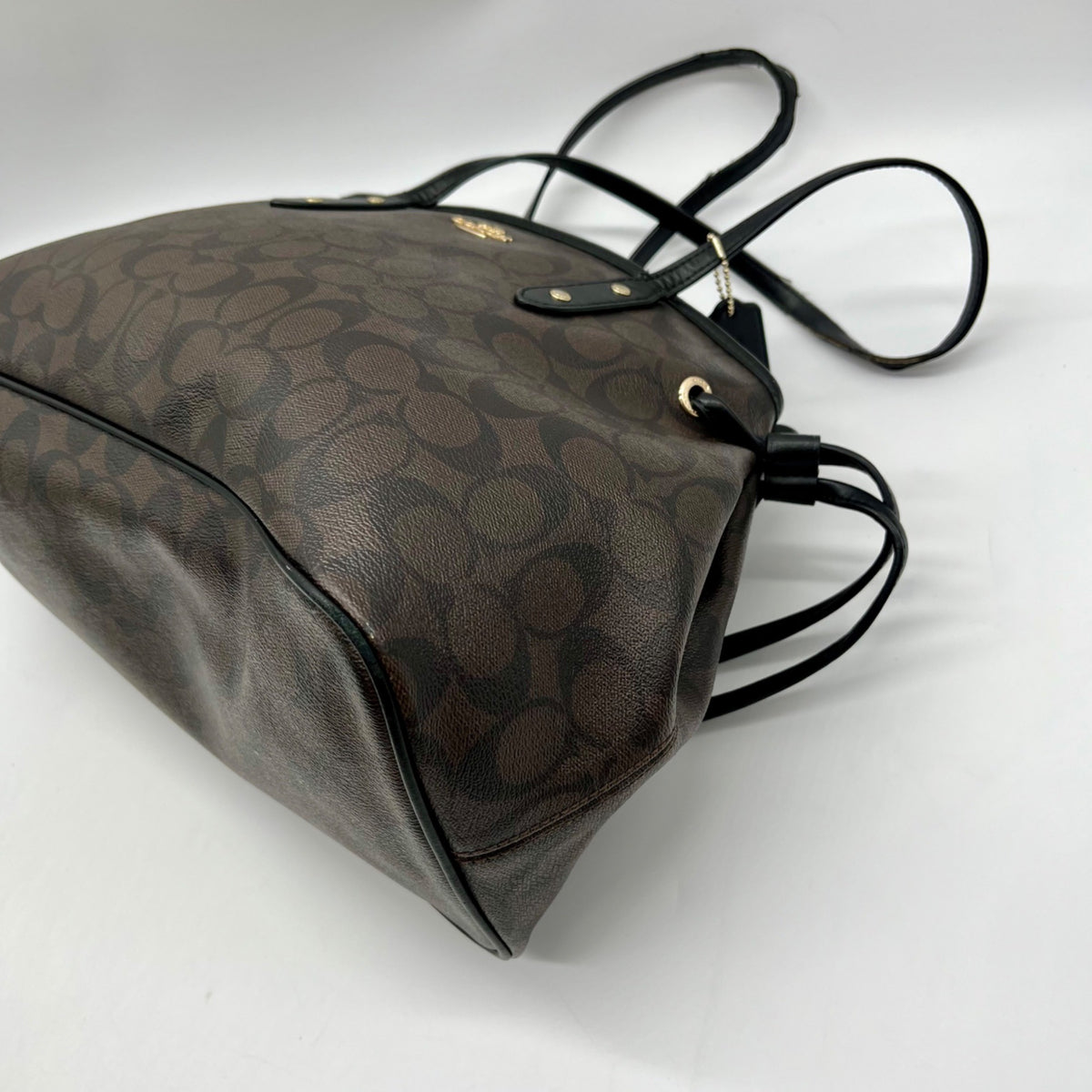 Coach Brown Signature Canvas Drawstring Carryall Shoulder Bag