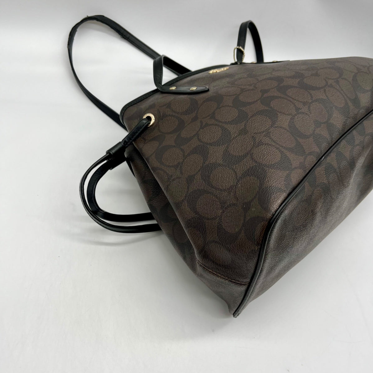 Coach Brown Signature Canvas Drawstring Carryall Shoulder Bag