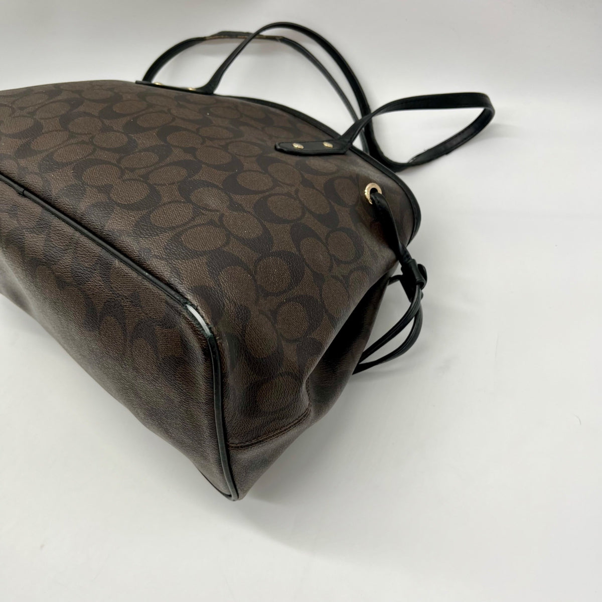 Coach Brown Signature Canvas Drawstring Carryall Shoulder Bag