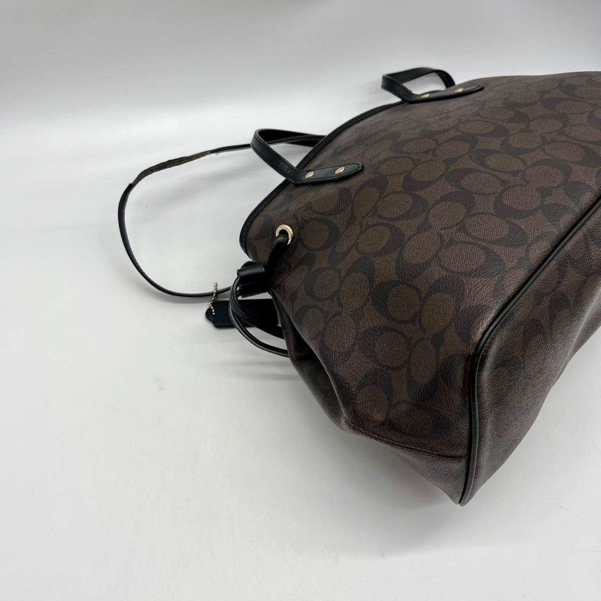Coach Brown Signature Canvas Drawstring Carryall Shoulder Bag