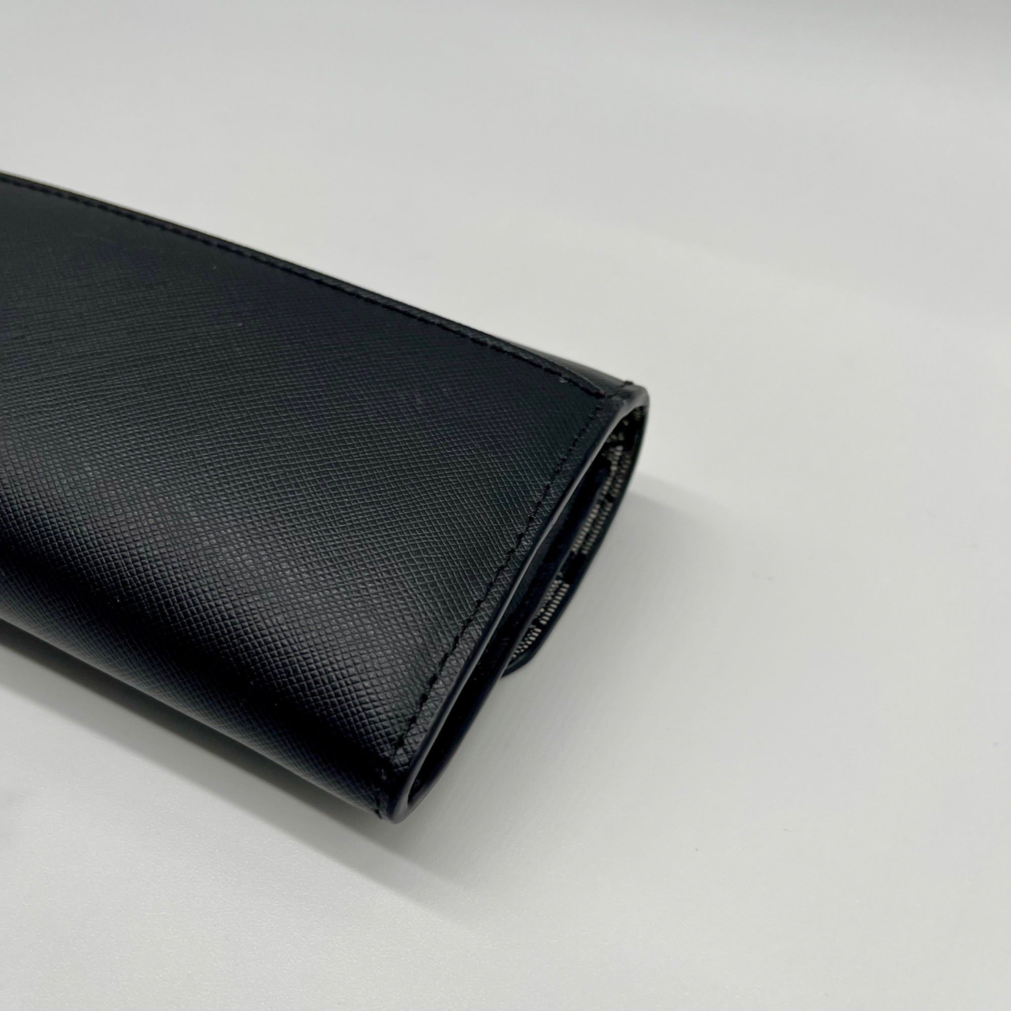 Coach Black Leather Slim Envelope Flap Long Wallet