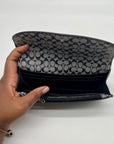 Coach Black Leather Slim Envelope Flap Long Wallet