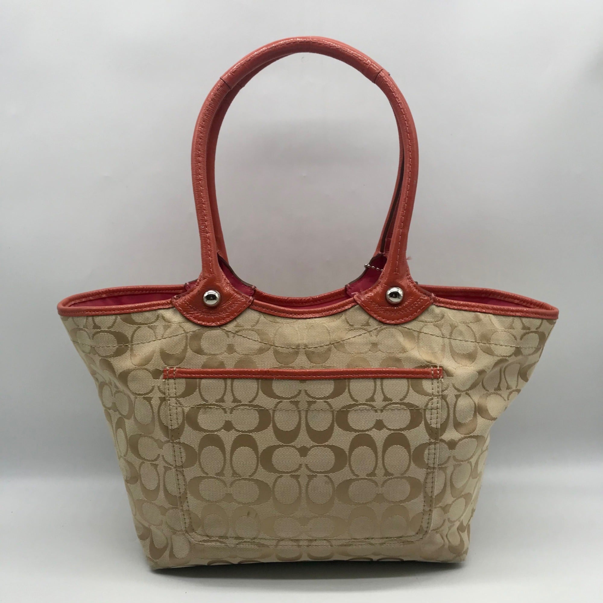 Coach Tan Signature Canvas Bleecker Floral Applique Tote