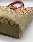 Coach Tan Signature Canvas Bleecker Floral Applique Tote