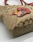 Coach Tan Signature Canvas Bleecker Floral Applique Tote