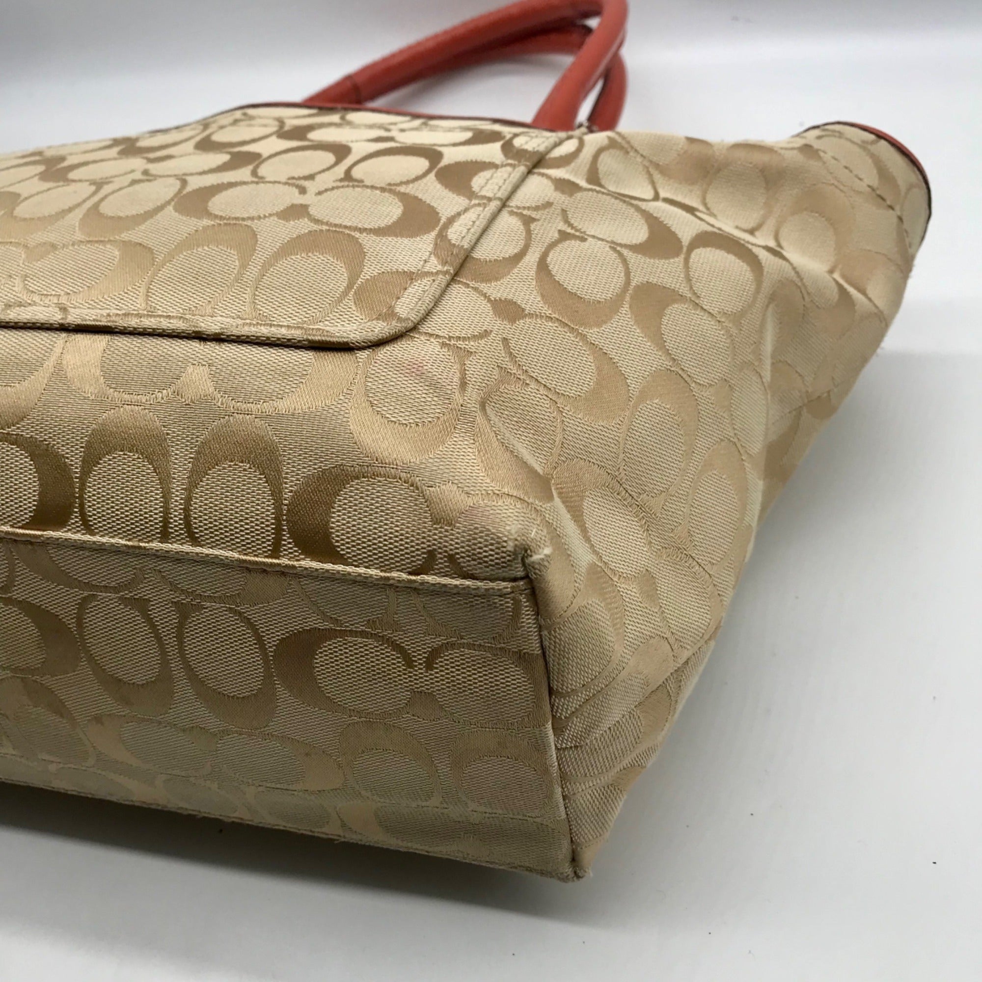 Coach Tan Signature Canvas Bleecker Floral Applique Tote