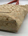 Coach Tan Signature Canvas Bleecker Floral Applique Tote