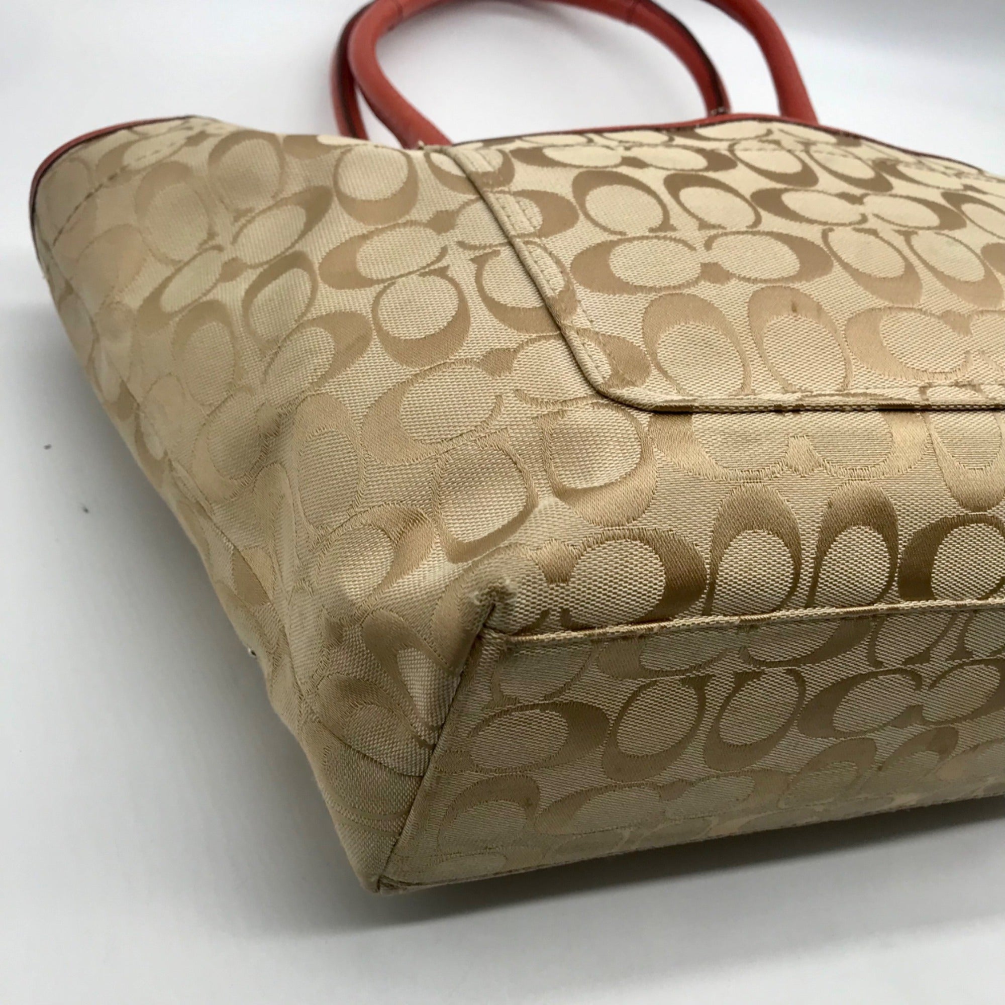 Coach Tan Signature Canvas Bleecker Floral Applique Tote