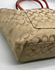 Coach Tan Signature Canvas Bleecker Floral Applique Tote
