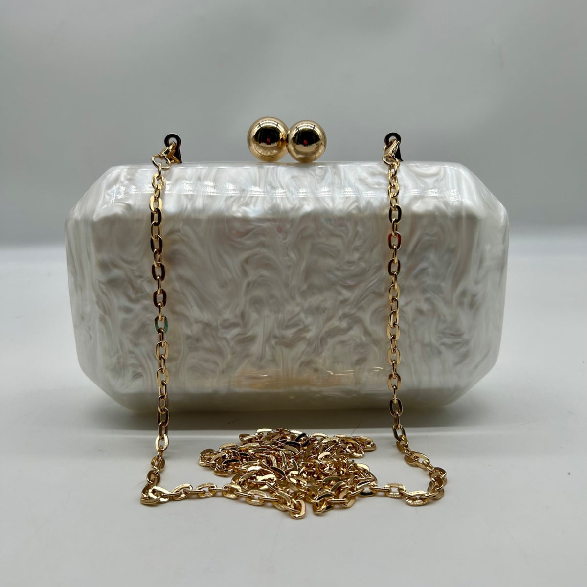 I.N.C. Pearl Acrylic Box Clutch Bag