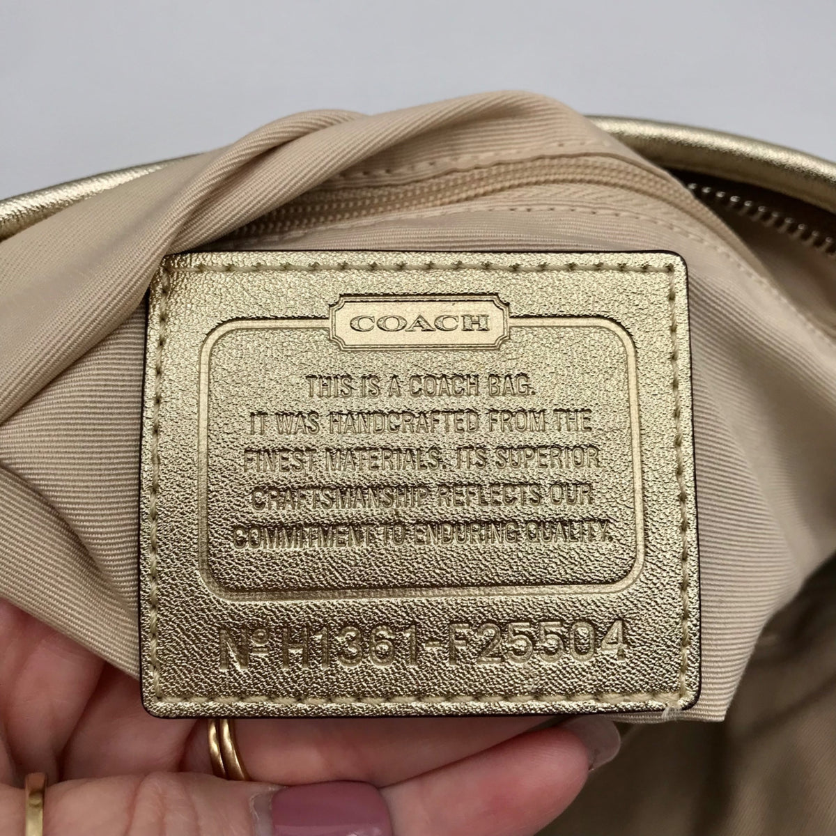 Coach Khaki and Gold Coated Canvas Peyton Pocket Large Tote Bag