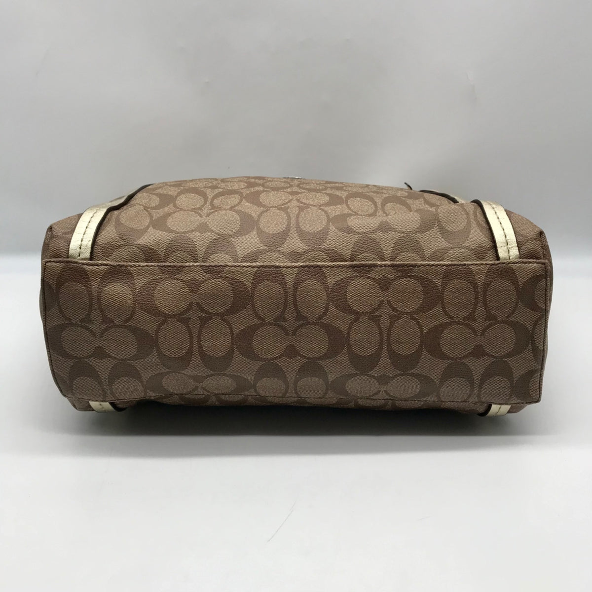 Coach Khaki and Gold Coated Canvas Peyton Pocket Large Tote Bag