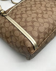Coach Khaki and Gold Coated Canvas Peyton Pocket Large Tote Bag
