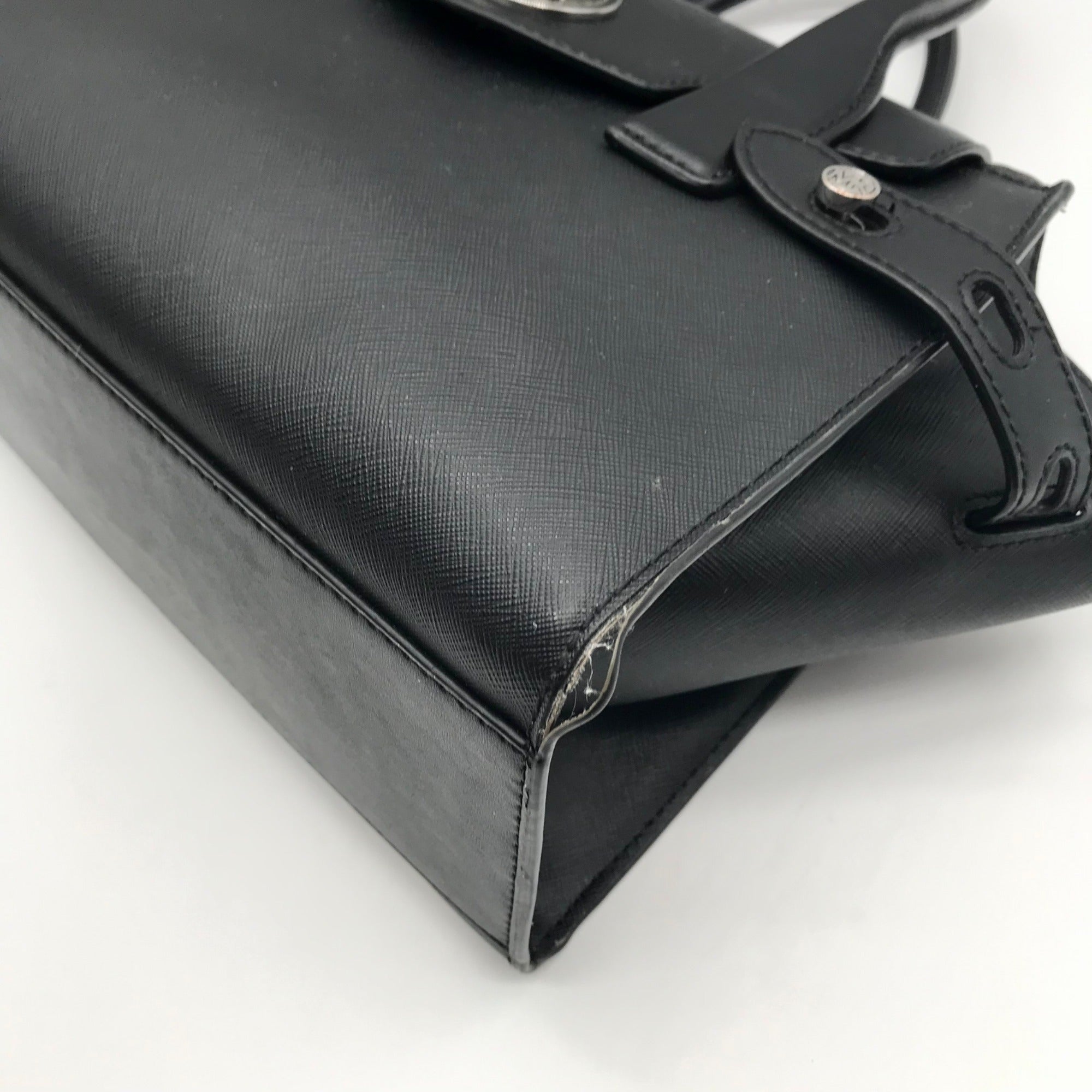 Michael Kors Black Saffiano Leather Carmen Convertible Satchel With Matching Wallet