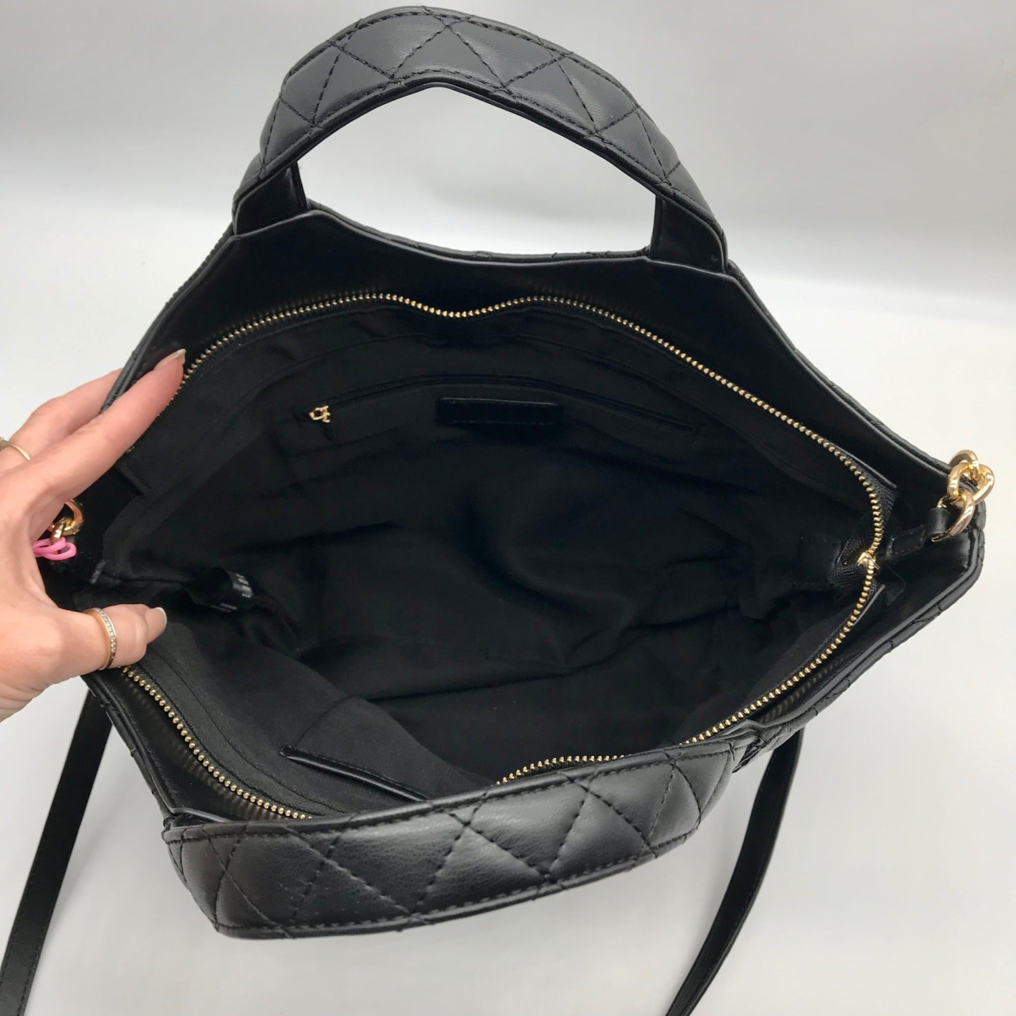 Like Dreams Black Quilted Juliet Medium Crossbody Bag