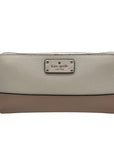 Kate Spade White and Tan Pebbled Leather Grove Street Neda Wallet