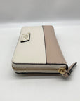 Kate Spade White and Tan Pebbled Leather Grove Street Neda Wallet