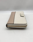 Kate Spade White and Tan Pebbled Leather Grove Street Neda Wallet