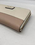 Kate Spade White and Tan Pebbled Leather Grove Street Neda Wallet